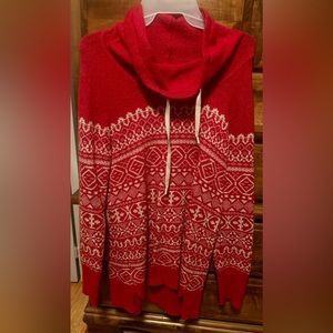 Women’s Eddie Bauer Red Nordic Print Neck Pullover Wool Swearer